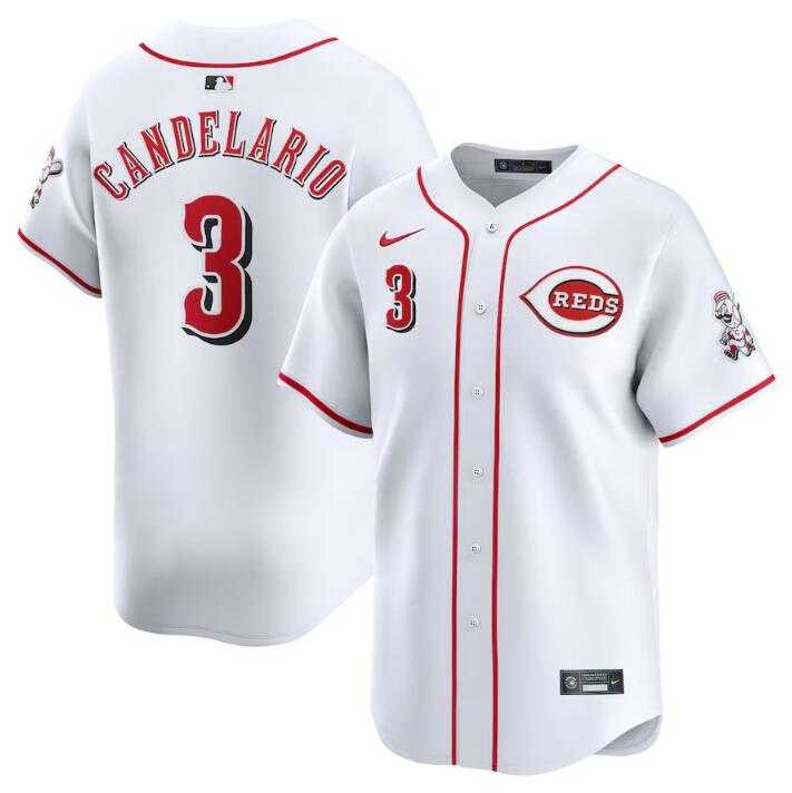 Men's Cincinnati Reds #3 Jeimer Candelario White Home Limited Stitched Baseball Jersey Dzhi,We sell and wholesale Men's Cincinnati Reds #3 Jeimer Candelario White Home Limited Stitched Baseball Jersey Dzhi on line form chian!